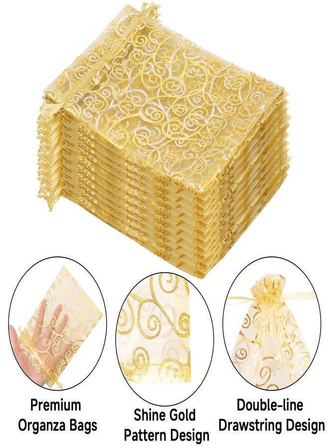 joycraft 50Pcs Organza Gift Bags - 5x7 In Gold Mesh Gift Drawstring Bags, Organza Party Favor Pouch for Valentine's Day, Wedding, Birthday, Brial Shower - Image 3